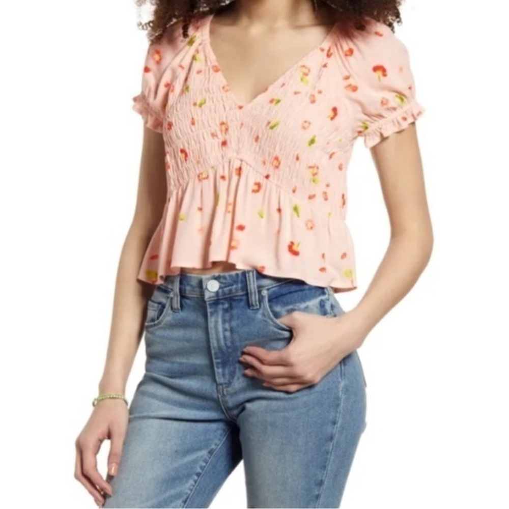 BP Babydoll Shirred Crop Top